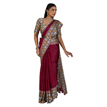 Pure Ajrakh Modal Satin Saree Hand Block Printed Traditional Motifs with Rich Zari Border AB-53