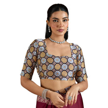 Pure Ajrakh Modal Satin Saree Hand Block Printed Traditional Motifs with Rich Zari Border AB-53