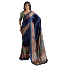 Pure Ajrakh Modal Satin Saree With Stylish blouse in Traditional Earthy Motifs AB-58