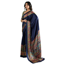 Pure Ajrakh Modal Satin Saree With Stylish blouse in Traditional Earthy Motifs AB-58