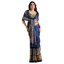 Pure Ajrakh Modal Satin Saree With Stylish blouse in Traditional Earthy Motifs AB-58