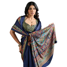 Pure Ajrakh Modal Satin Saree With Stylish blouse in Traditional Earthy Motifs AB-58