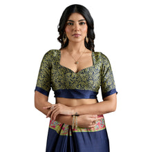 Pure Ajrakh Modal Satin Saree With Stylish blouse in Traditional Earthy Motifs AB-58