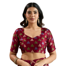 Pure Ajrakh Hand-Printed Modal Satin Fabric Traditional Earthy Motifs & Silky Drape Saree AB-62