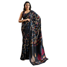 Pure Ajrakh Hand-Printed Modal Satin Fabric Traditional Earthy Motifs & Silky Drape Saree AB-62