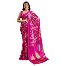 Pure Ajrakh Hand-Printed Modal Satin Fabric Traditional Earthy Motifs & Silky Drape Saree AB-62