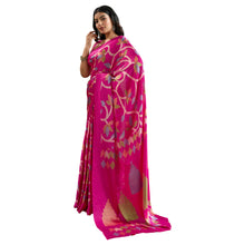 Pure Ajrakh Hand-Printed Modal Satin Fabric Traditional Earthy Motifs & Silky Drape Saree AB-62