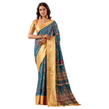 Soft Lichi Silk Saree with Elegant Tribal Art Print & Rich Zari Border Royal Festive Wear Saree for Women with Unstitched Blouse Piece AB-63