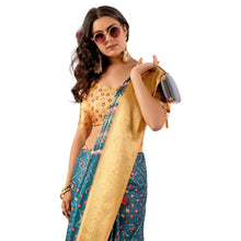 Soft Lichi Silk Saree with Elegant Tribal Art Print & Rich Zari Border Royal Festive Wear Saree for Women with Unstitched Blouse Piece AB-63