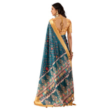 Soft Lichi Silk Saree with Elegant Tribal Art Print & Rich Zari Border Royal Festive Wear Saree for Women with Unstitched Blouse Piece AB-63