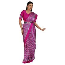 Artisan-Crafted Pure Ajrakh Modal Satin Fabric Saree Traditional Hand-Block Print in Earthy Tones AB-65