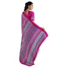 Artisan-Crafted Pure Ajrakh Modal Satin Fabric Saree Traditional Hand-Block Print in Earthy Tones AB-65