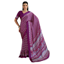 Artisan-Crafted Pure Ajrakh Modal Satin Fabric Saree Traditional Hand-Block Print in Earthy Tones AB-65