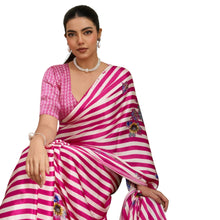 Pure Ajrakh Hand-Block Printed Modal Satin Fabric – Traditional Earthy Motifs Saree For Woman AB-66