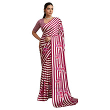 Pure Ajrakh Hand-Block Printed Modal Satin Fabric – Traditional Earthy Motifs Saree For Woman AB-66