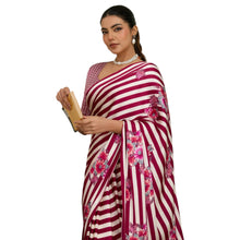 Pure Ajrakh Hand-Block Printed Modal Satin Fabric – Traditional Earthy Motifs Saree For Woman AB-66