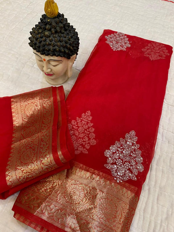 Lightweight Kanchipuram Organza Saree | Soft Jacquard Weave