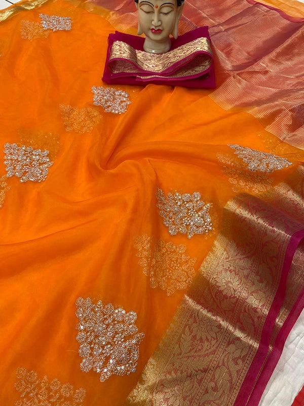 Premium Kanchipuram Organza Jacquard Saree - Handloom Inspired Collection