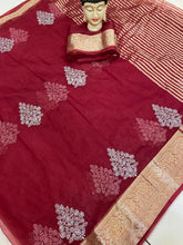 Kanchipuram Organza Jacquard Saree with Multi-Sequence Work & Raw Silk Blouse