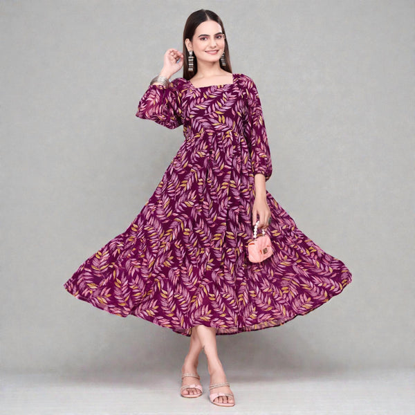 Soft Georgette Long Maxi Dress and Perfect for Vacations, Baby Showers & Evening Brunches RM-5