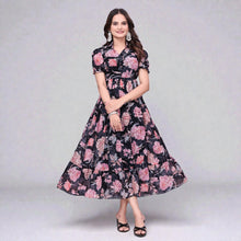 Georgette Maxi Dress Formal Evening Party Wear Gown Formal Evening Party Wear Gown A-Line Long Dress for Women RM-12