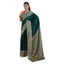 Pure Ajrakh Modal Satin Saree Hand Block Printed Traditional Motifs with Rich Zari Border AB-53