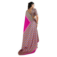 Pure Ajrakh Modal Satin Saree Hand Block Printed Traditional Motifs with Rich Zari Border AB-53