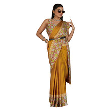 Pure Ajrakh Modal Satin Saree Hand Block Printed Traditional Motifs with Rich Zari Border AB-53