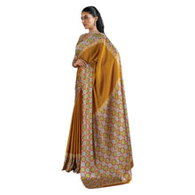 Pure Ajrakh Modal Satin Saree Hand Block Printed Traditional Motifs with Rich Zari Border AB-53