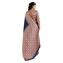 Pure Ajrakh Modal Satin Saree Hand Block Printed Traditional Motifs with Rich Zari Border AB-53