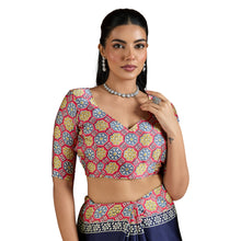 Pure Ajrakh Modal Satin Saree Hand Block Printed Traditional Motifs with Rich Zari Border AB-53