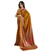 Pure Ajrakh Modal Satin Saree With Stylish blouse in Traditional Earthy Motifs AB-58