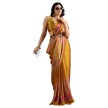 Pure Ajrakh Modal Satin Saree With Stylish blouse in Traditional Earthy Motifs AB-58