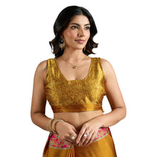 Pure Ajrakh Modal Satin Saree With Stylish blouse in Traditional Earthy Motifs AB-58