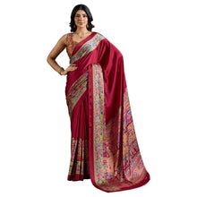 Pure Ajrakh Modal Satin Saree With Stylish blouse in Traditional Earthy Motifs AB-58
