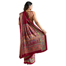Pure Ajrakh Modal Satin Saree With Stylish blouse in Traditional Earthy Motifs AB-58