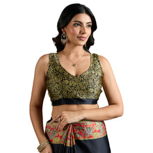 Pure Ajrakh Modal Satin Saree With Stylish blouse in Traditional Earthy Motifs AB-58