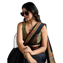 Pure Ajrakh Modal Satin Saree With Stylish blouse in Traditional Earthy Motifs AB-58