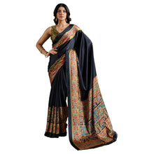 Pure Ajrakh Modal Satin Saree With Stylish blouse in Traditional Earthy Motifs AB-58
