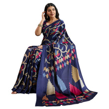 Pure Ajrakh Hand-Printed Modal Satin Fabric Traditional Earthy Motifs & Silky Drape Saree AB-62