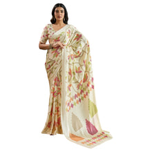 Pure Ajrakh Hand-Printed Modal Satin Fabric Traditional Earthy Motifs & Silky Drape Saree AB-62