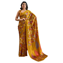 Pure Ajrakh Hand-Printed Modal Satin Fabric Traditional Earthy Motifs & Silky Drape Saree AB-62