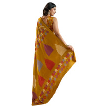 Pure Ajrakh Hand-Printed Modal Satin Fabric Traditional Earthy Motifs & Silky Drape Saree AB-62