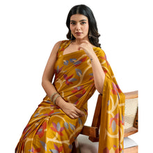 Pure Ajrakh Hand-Printed Modal Satin Fabric Traditional Earthy Motifs & Silky Drape Saree AB-62