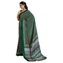 Artisan-Crafted Pure Ajrakh Modal Satin Fabric Saree Traditional Hand-Block Print in Earthy Tones AB-65