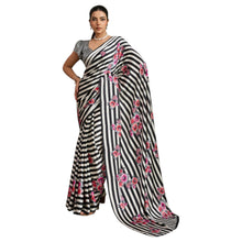Pure Ajrakh Hand-Block Printed Modal Satin Fabric – Traditional Earthy Motifs Saree For Woman AB-66