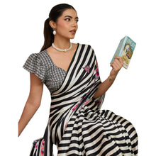 Pure Ajrakh Hand-Block Printed Modal Satin Fabric – Traditional Earthy Motifs Saree For Woman AB-66