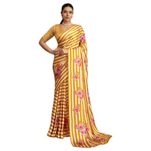 Pure Ajrakh Hand-Block Printed Modal Satin Fabric – Traditional Earthy Motifs Saree For Woman AB-66