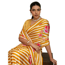 Pure Ajrakh Hand-Block Printed Modal Satin Fabric – Traditional Earthy Motifs Saree For Woman AB-66