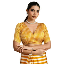 Pure Ajrakh Hand-Block Printed Modal Satin Fabric – Traditional Earthy Motifs Saree For Woman AB-66